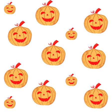 Funny pumpkins Halloweens element on white backgroundの写真素材