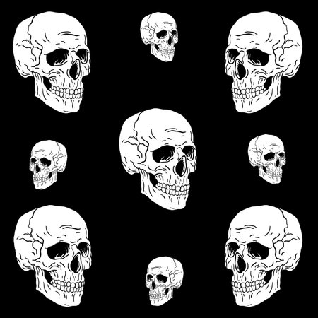 Many skulls doodle portrait with left and right side viewの写真素材