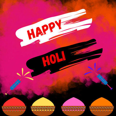 Happy Holi background for festival of colors in India. Vector illustrationの写真素材