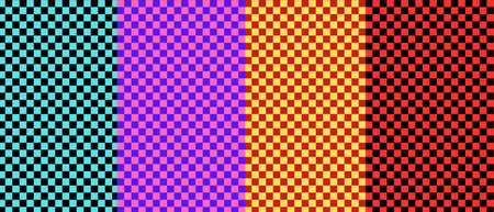 Bright Rainbow Retro Seamless Pattern illustration. Repeating pattern design in different colour background. Small square design in various colours combination.の写真素材