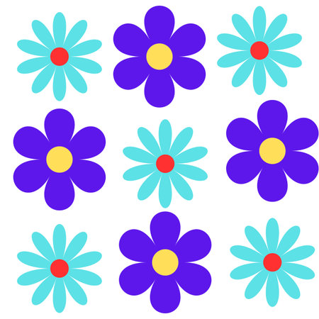 Blue flowers on a white background. flower illustration for your design.の写真素材