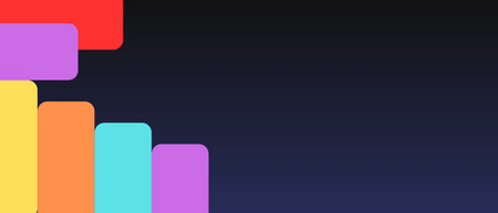 Multicolour rectangular shape geometry element on dark backgroundの写真素材
