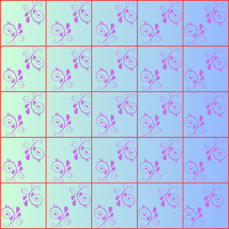 Floral grid art on gradient backgroundの写真素材