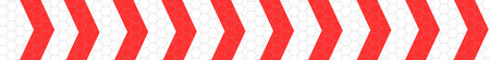 Danger and caution warning arrow reflective tape. Red and white honeycomb striped tape background.の写真素材