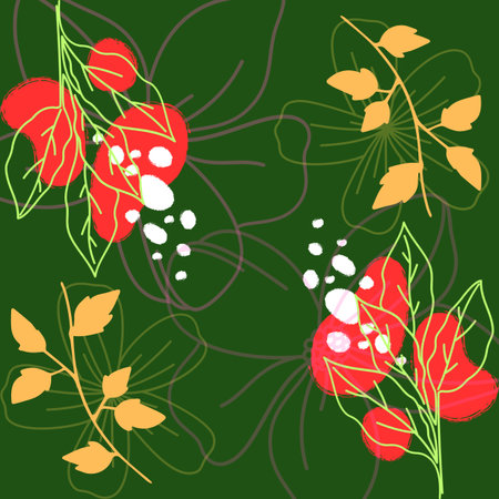 Beautiful garden flower and leaf illustrationの写真素材