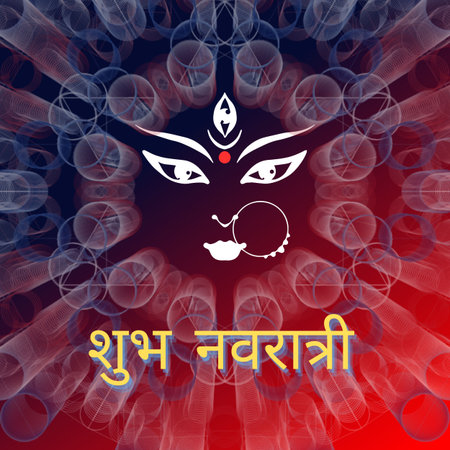 Shubh navratri greetings template for navratri utsav. Hindi text over gradient backgroundの写真素材