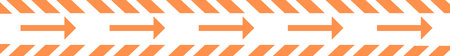 Orange cross and arrow direction sign tape. Danger caution element. Long horizontal stripe in orange and white background.の写真素材