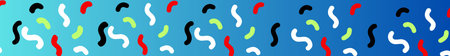 Illustration of colorful confetti abstract background. Hand drawn scribble shapes on horizontal banner.の写真素材