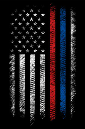 grunge usa firefighters, police flag vector designのイラスト素材