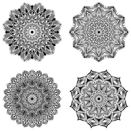 new mandala hand drawn vector designのイラスト素材