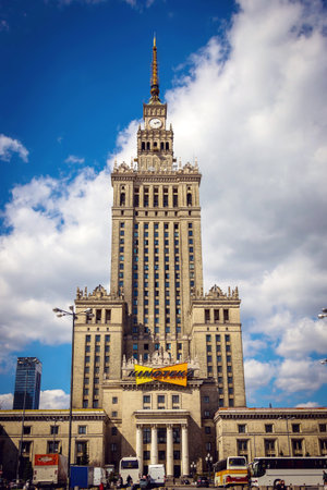 WARSAW POLAND - 21.04.2016: The Palace of Culture and Science in Warsawのeditorial素材
