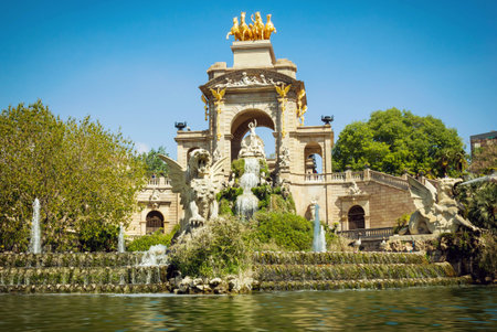 Beautiful fountain at Parc de la Ciutadella in Barcelona, Spainのeditorial素材