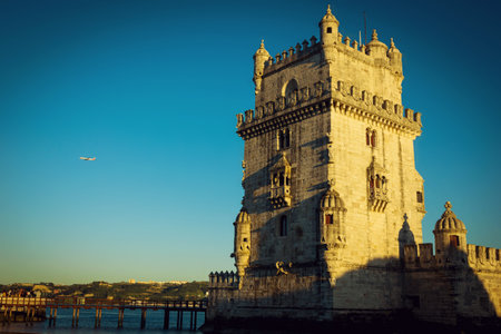 Tower of Belem at sunset in Lisbon, Potugalのeditorial素材