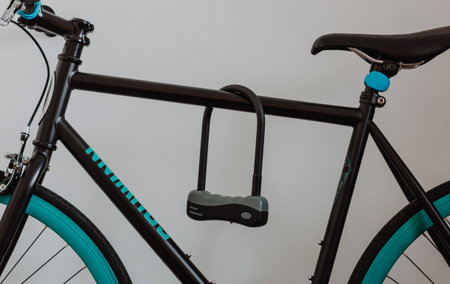 Bicycle and U shaped lockの写真素材