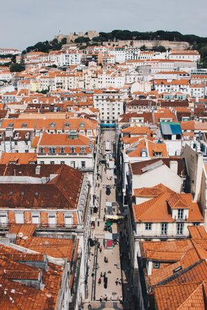 Panoramic aerial view of Lisbon, Portugalの写真素材