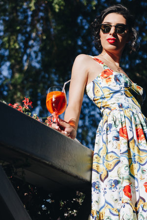 beautiful woman with cocktailの写真素材