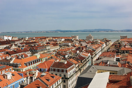 Panoramic aerial view of Lisbon, Portugalの写真素材