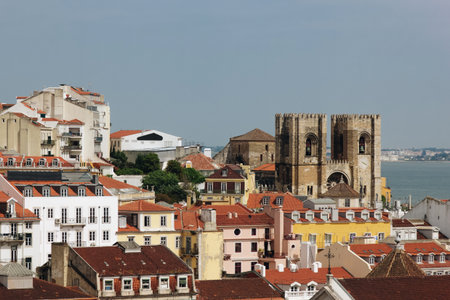 Panoramic aerial view of Lisbon, Portugalの写真素材