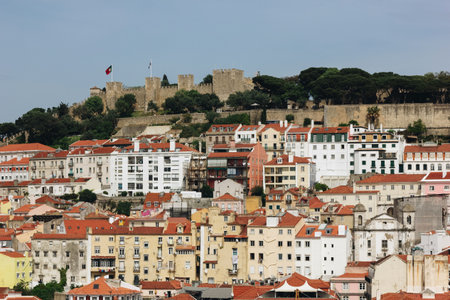 Panoramic aerial view of Lisbon, Portugalの写真素材