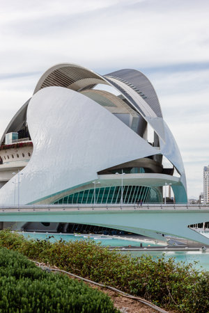 VALENCIA, SPAIN - APRIL 26, 2016: City of arts and sciences designed by Santiago Calatrava architect in Valencia.のeditorial素材