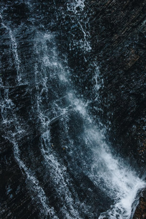 Mountain waterfall Huk in The Carpathians, Ukraine