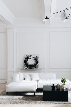 Interior of white modern living roomの写真素材