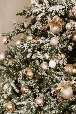 Close up of decorated Christmas treeの写真素材