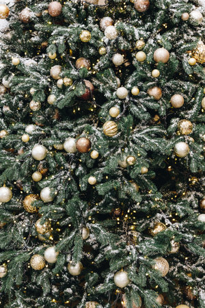 Close up of decorated Christmas treeの写真素材