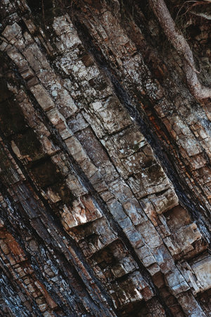 Dark rock texture with cracksの写真素材