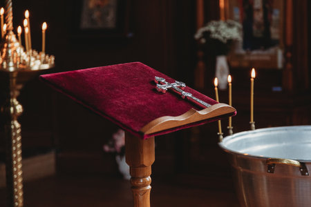 Big silver cross in the Orthodox Church