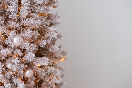 Christmas background with decorated modern Christmas treeの写真素材