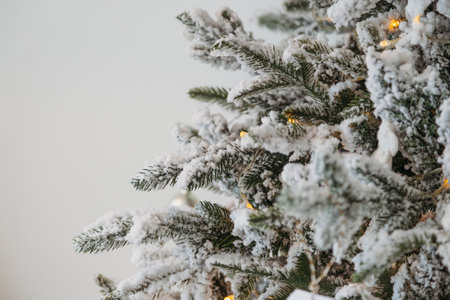 Christmas background with decorated modern Christmas treeの写真素材