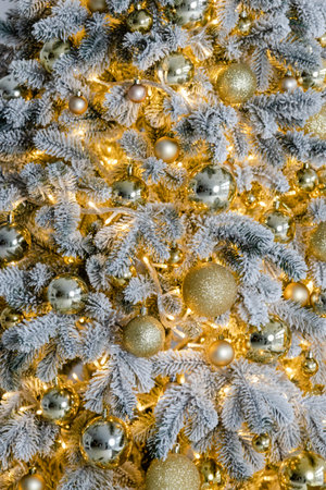 Close up of decorated Christmas treeの写真素材