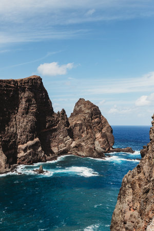 Point of Saint Lawrence in the north-east of Madeira, Portugalの写真素材