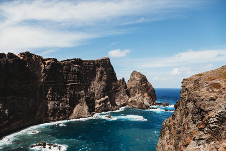 Point of Saint Lawrence in the north-east of Madeira, Portugalの写真素材