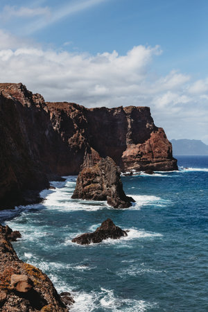 Point of Saint Lawrence in the north-east of Madeira, Portugalの写真素材