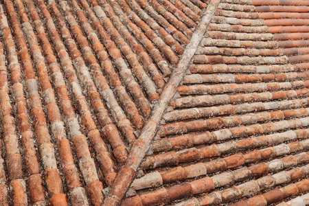 Detail of an old roof made with tiles