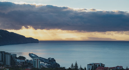 Cityscape of Funchal city, Madeira, Portugalの写真素材