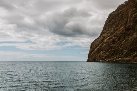 Cliff of Cabo Girao and the Atlantic ocean, Madeira island, Portugalの写真素材