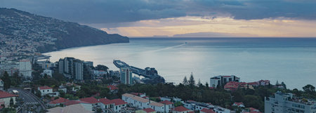 Cityscape of Funchal city, Madeira, Portugalの写真素材