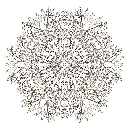 Circle ornament with apple treeのイラスト素材