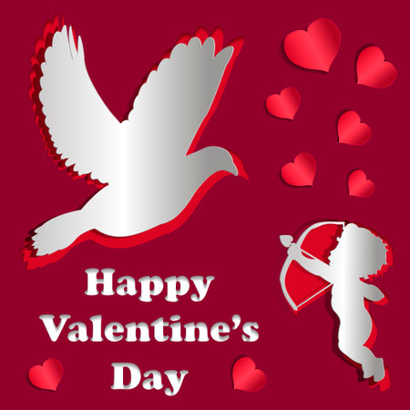 Valentine's day card with paper effectのイラスト素材