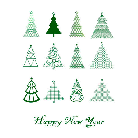 Christmas trees setのイラスト素材