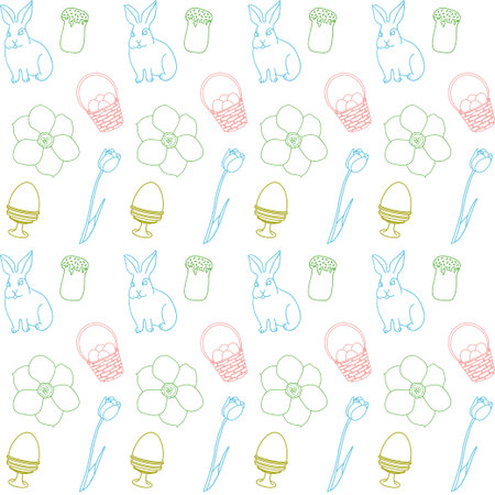 Easter linear seamless pattern with holiday symbolsのイラスト素材