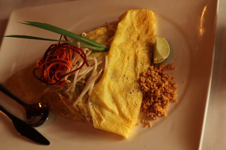 pad Thai on a plateの写真素材