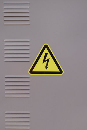 high voltage sigh in gray backgroundの写真素材
