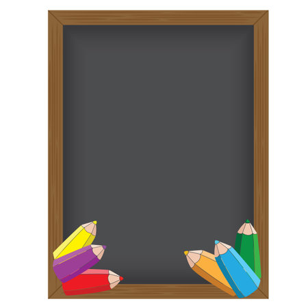 color pencil Vector illustration on a blackboard backgroundのイラスト素材