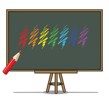 color pencil Vector illustration on a blackboard backgroundのイラスト素材