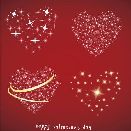 glowing light effect hearts set.のイラスト素材