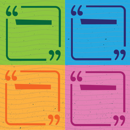 Colored quote frames templates set illustration. Think and talk with quotes marks.のイラスト素材